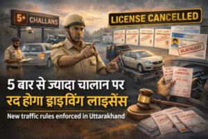 Motor Vehicle Act 2026: 5 बार से ज्यादा चालान पर ड्राइविंग लाइसेंस रद्द New traffic rules in Uttarakhand: driving license cancellation after five or more challans in a year