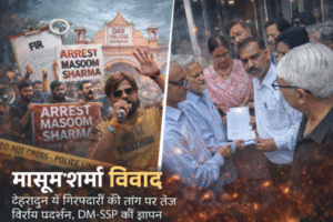 मासूम शर्मा विवाद: देहरादून DAV कॉलेज गाली कांड, FIR और गिरफ्तारी की मांग तेज देहरादून DAV कॉलेज गाली कांड के बाद गायक मासूम शर्मा के खिलाफ प्रदर्शन तेज, गिरफ्तारी की मांग को लेकर सड़कों पर उतरे लोग