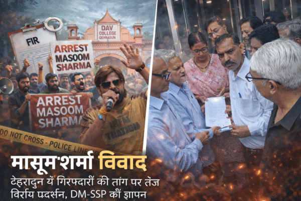 मासूम शर्मा विवाद: देहरादून DAV कॉलेज गाली कांड, FIR और गिरफ्तारी की मांग तेज