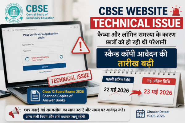 CBSE Website Technical Issue: कैप्चा-लॉगिन दिक्कत के बीच स्कैन्ड कॉपी आवेदन तिथि बढ़ी