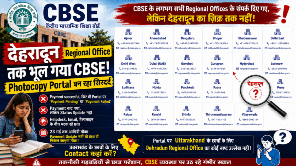 Dehradun Regional Office तक भूल गया CBSE! Photocopy Portal छात्रों के लिए बना सिरदर्द