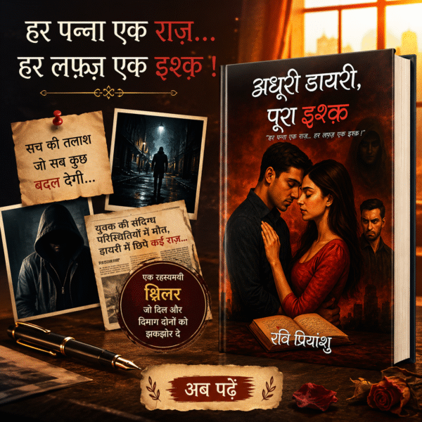अधूरी डायरी, पूरा इश्क़ – रहस्य, सस्पेंस और छिपे राज़ों पर आधारित हिंदी थ्रिलर उपन्यास।