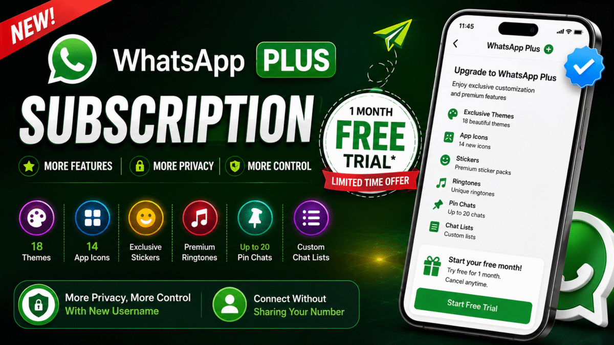 WhatsApp Plus Subscription free trial with new Username feature update