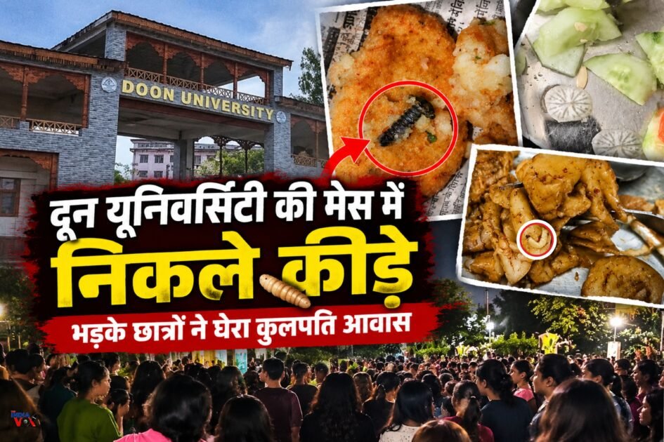 दून यूनिवर्सिटी की मेस के खाने में कीड़ा मिलने की तस्वीर